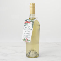 Holiday Holly Flasche Hanger Tags Weihnachten
