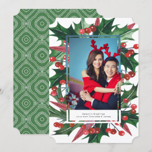 Holiday Holly Foto Frame Personalisiert Feiertagskarte