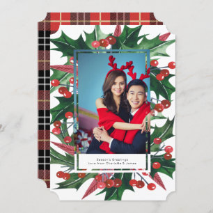 Holiday Holly Foto Frame Personalisiert Feiertagskarte