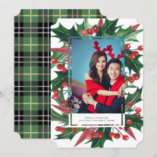 Holiday Holly Foto Frame Personalisiert Feiertagskarte