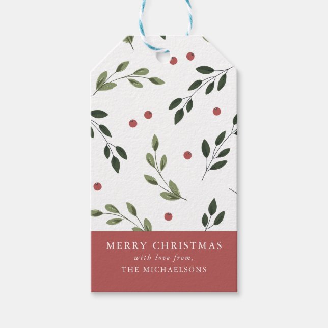 Holiday Holly Geschenktag Geschenkanhänger (Vorderseite)