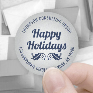 Holiday Holly Imitats Foil Rücksendeadressen-Aufkl Runder Aufkleber