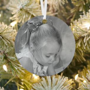 Holiday Holly Monogram Foto Personalisiert Elegant Ornament Aus Metall