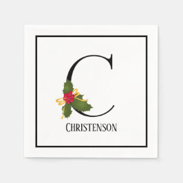 Holiday Holly Monogram Letter C Personalisiert Pap Serviette