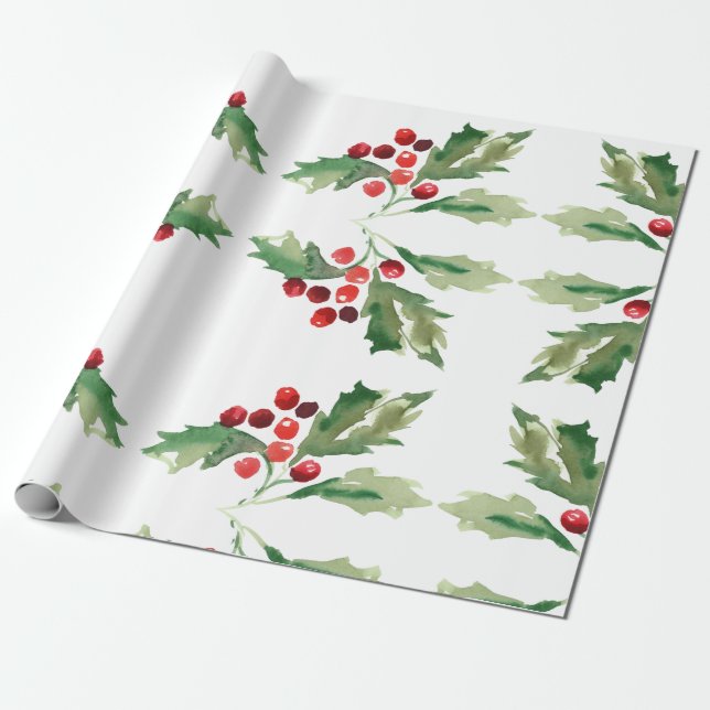 Holiday Holly Weihnachtsgeschenk Wrap Geschenkpapier (Ungerollt)