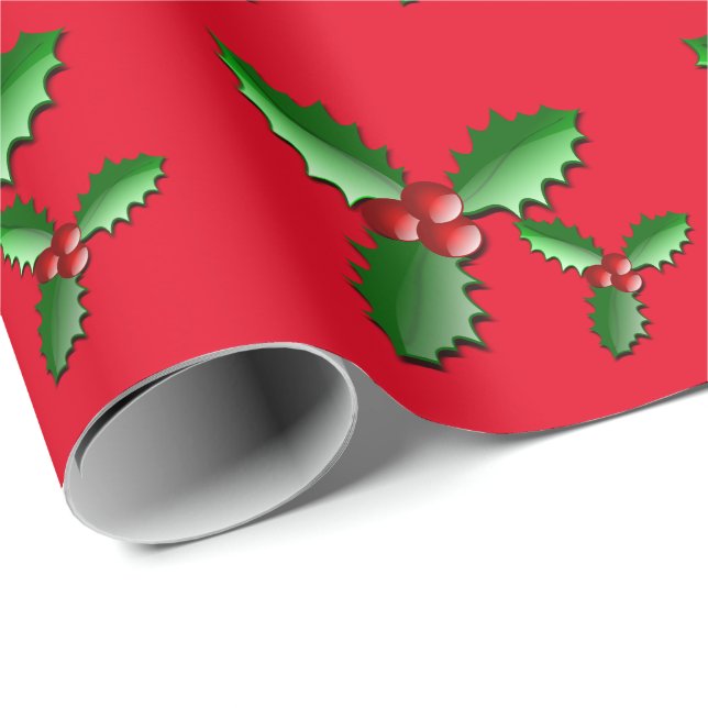Holiday Holly Wrapping Paper Geschenkpapier (Rolleneckpunkt)