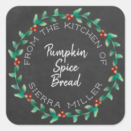 Holiday Holly Wreath Chalkboard Leckereien Quadratischer Aufkleber