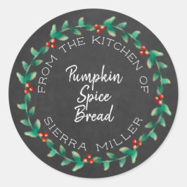 Holiday Holly Wreath Chalkboard Leckereien Runder Aufkleber