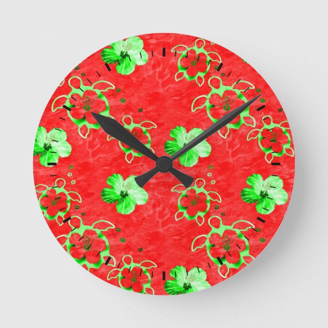 Holiday Honu Turtles Runde Wanduhr (Vorderseite)