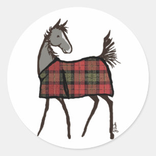 Holiday Horse Fox mit Blanket Weihnachten Runder Aufkleber