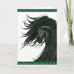Holiday Horse Greetings Friesian von Bihrle Feiertagskarte