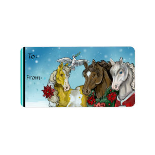 Holiday Horses~to and from stickers Adressaufkleber