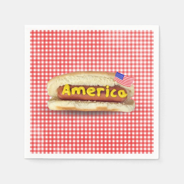 Holiday Hot Dog auf Gingham Serviette (Vorderseite)