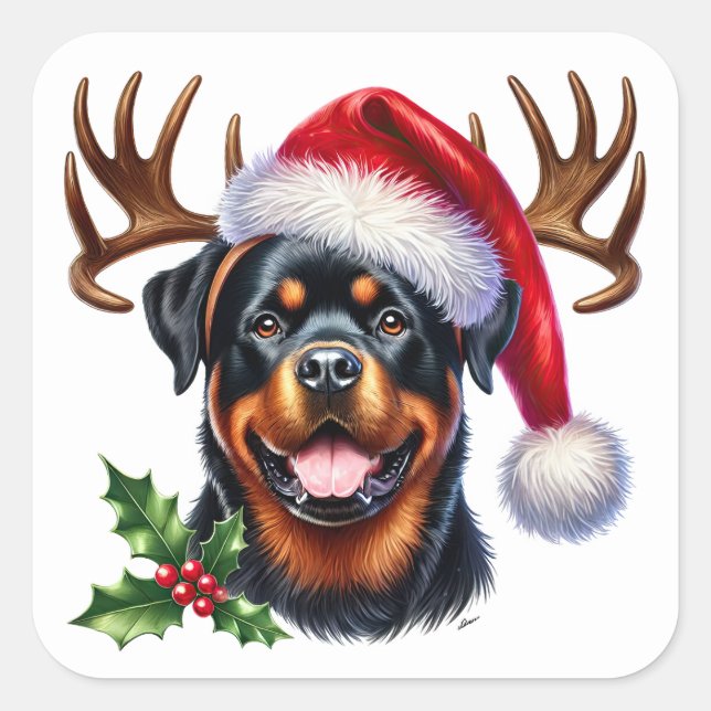 Holiday Hound Bereit zum Lead! Quadratischer Aufkleber (Vorderseite)