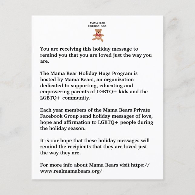 Holiday Hugs Flyer (Vorne)