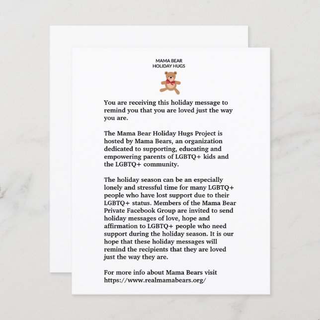 Holiday Hugs Hinweis (Vorne/Hinten)