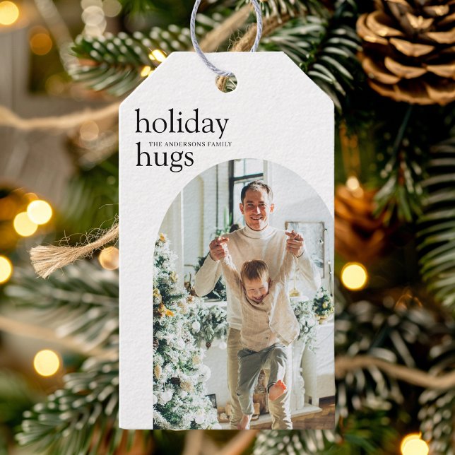 Holiday Hugs Personalisiertes Foto Weihnachten Geschenkanhänger (Von Creator hochgeladen)