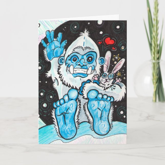 Holiday Hugs Yeti Feiertagskarte (Vorderseite)