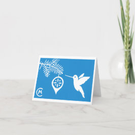 Holiday Hummingbird Grußkarte in Blue Feiertagskarte