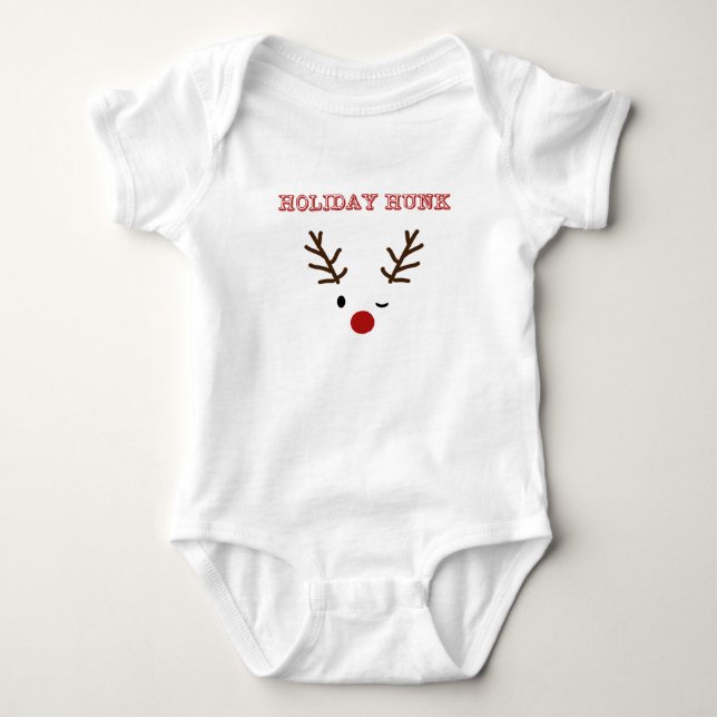 Holiday Hunk Christmas Rentier Baby Bodysuit Strampler (Vorderseite)