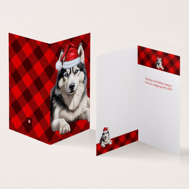 Holiday Husky Dog Red Buffalo Karierte Weihnachten (Innenseite und Außenseite)