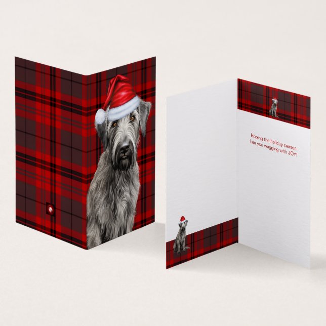 Holiday Irish Wolfhound Dog Red Plaid Christmas (Innenseite und Außenseite)