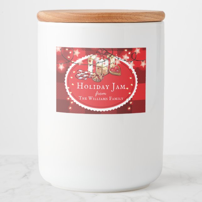 Holiday Jam Personalisiert Weihnachtsgeschenk Lebensmitteletikett (Vorderseite)