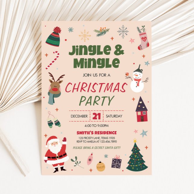 Holiday Jingle und Mingle Niedliches Party zu Weih Einladung (Jingle and Mingle Cute Holiday Christmas Party Invitation)