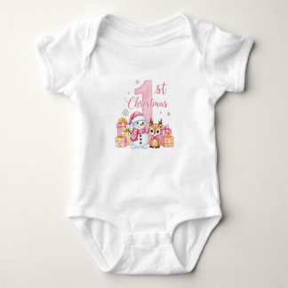  Holiday Joy – Baby Girl’s First Christmas  Baby Strampler