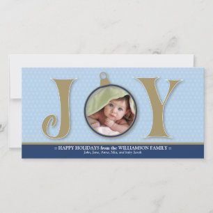 Holiday Joy Custom Family Fotokarte (blau) Feiertagskarte