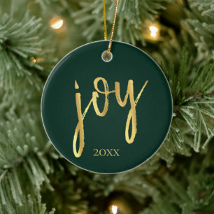 Holiday Joy   Klassisches Gold-Marker-Script auf G Keramikornament
