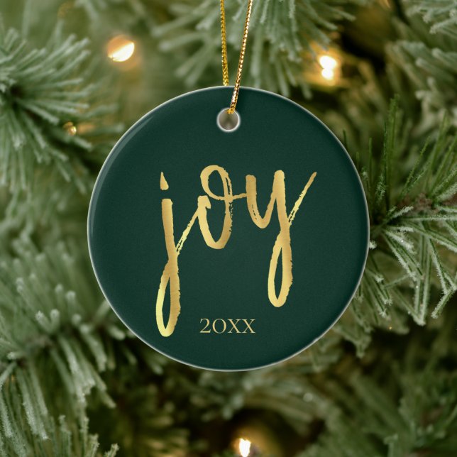 Holiday Joy | Klassisches Gold-Marker-Script auf G Keramikornament (Baum)