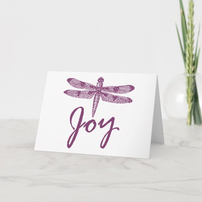 Holiday Joy Lila Dragonfly Feiertagskarte (Vorderseite)
