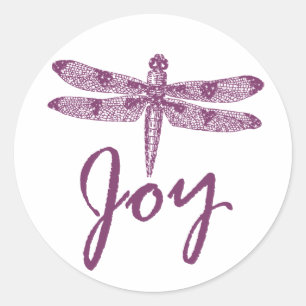 Holiday Joy Lila Dragonfly Runder Aufkleber