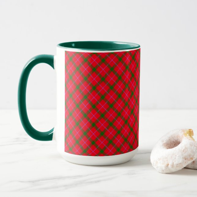 Holiday Kariert Christmas Tartan Tasse (Mit Donut)