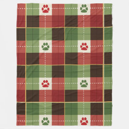 Holiday Kariert Paw Prints Fleece Blanket