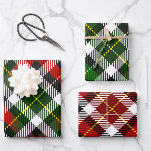 Holiday Karierte Geschenkwrake Rot Grün Gelb Geschenkpapier Set