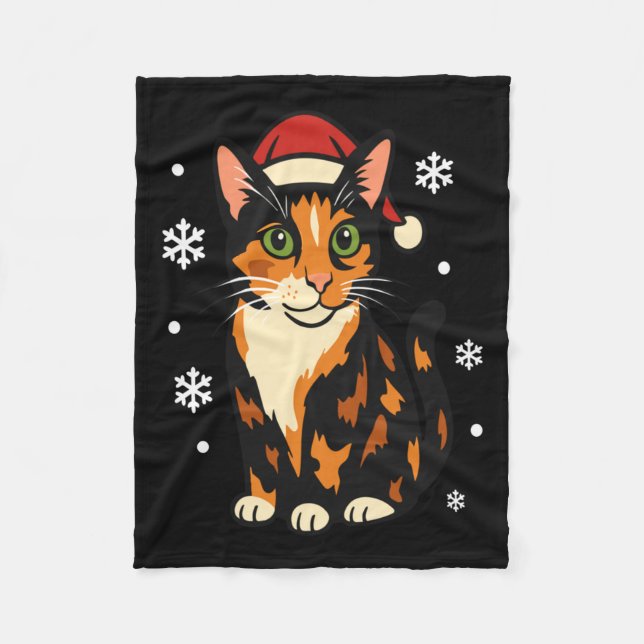 Holiday Kitten Cute Christmas Cat Design Uni Long  Fleecedecke (Vorderseite)