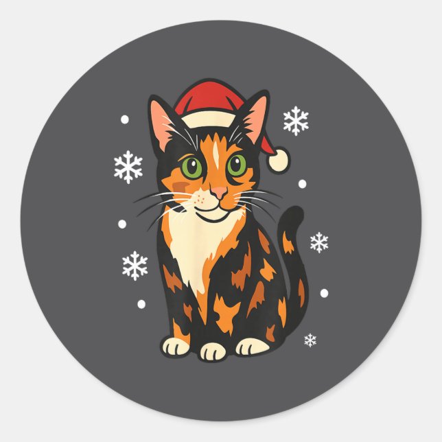 Holiday Kitten Cute Christmas Cat Design Uni  Runder Aufkleber (Vorderseite)