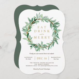 Holiday Laurel Olive Leaf Wreath Einladung