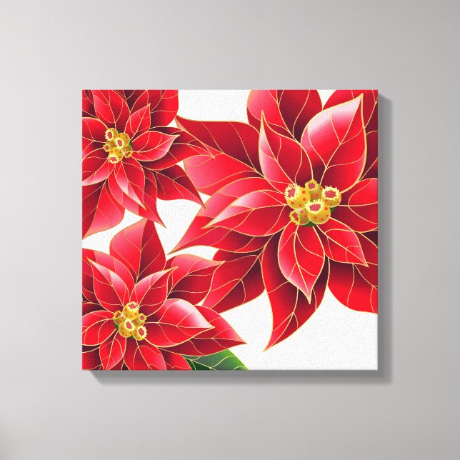 Holiday Leinwand Art-Red Poinsettias (Vorderseite)
