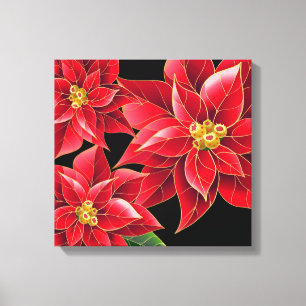 Holiday Leinwand Art-Red Poinsettias
