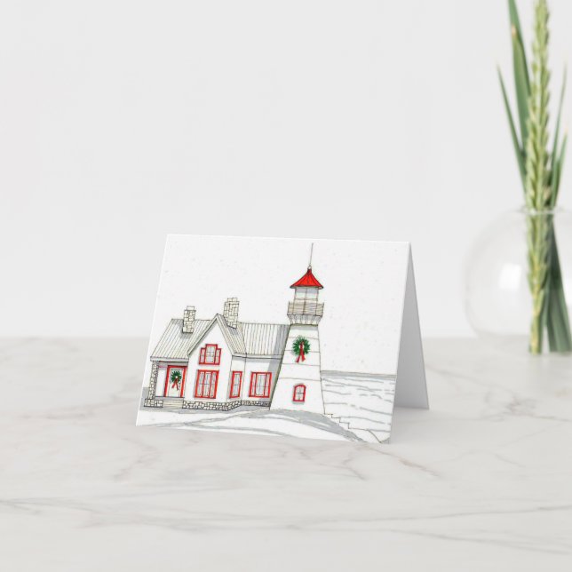 Holiday Lighthouse Cheer Card Karte (Vorderseite)