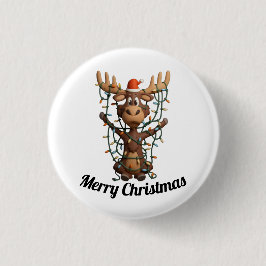 Holiday Lights Moose Button