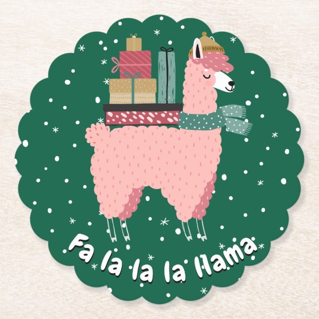 Holiday Llama Untersetzer - Fa la la llama (Vorderseite)