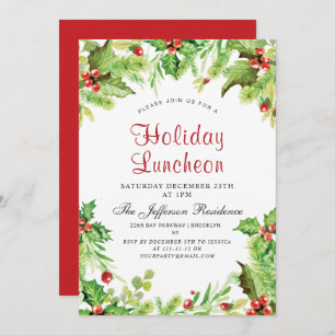 Holiday Luncheon Holly Berry Weihnachts-Party Einladung