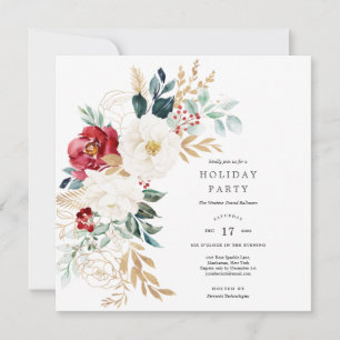 Holiday Lush Florals Sparkle Einladung