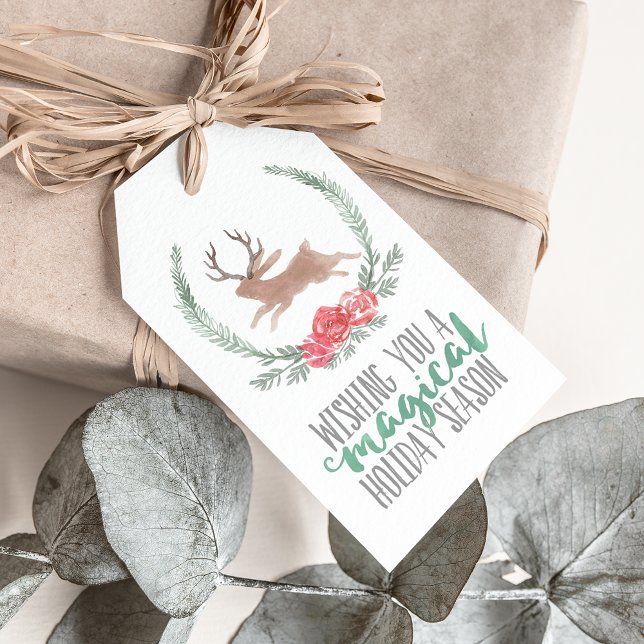 Holiday Magic | Woodland Jackalope Christmas Geschenkanhänger (Von Creator hochgeladen)
