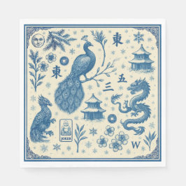 Holiday Mahjong Toile Napkins Serviette