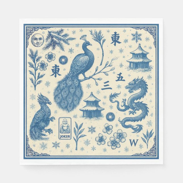 Holiday Mahjong Toile Napkins  Serviette (Vorderseite)